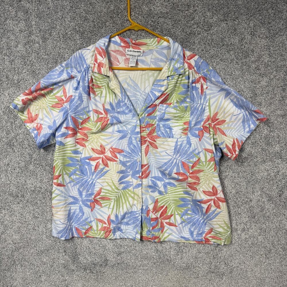 CD Daniels Button Up Shirt 1X Plus Sicilian Summer Tropical Bloom La Dolce Vita